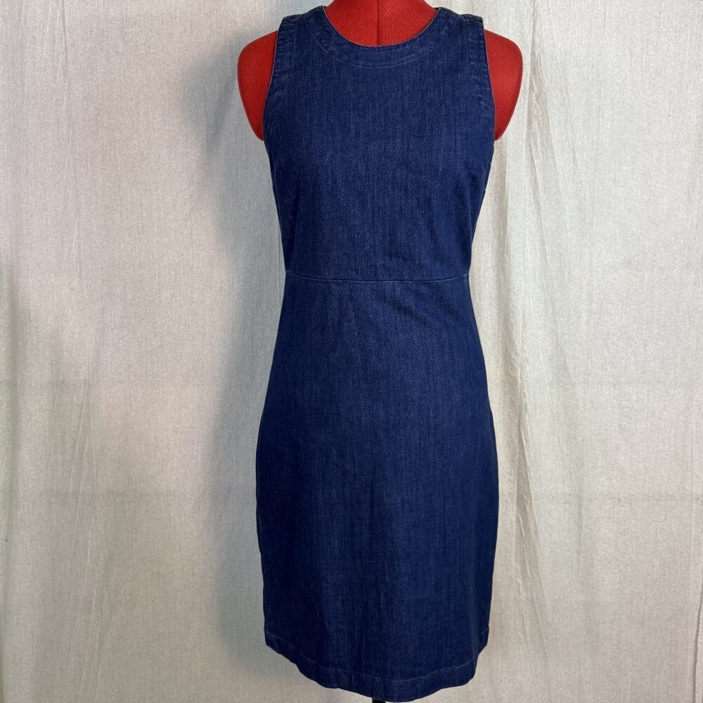 J. Crew Dark Indigo Sleeveless Denim Midi Dress